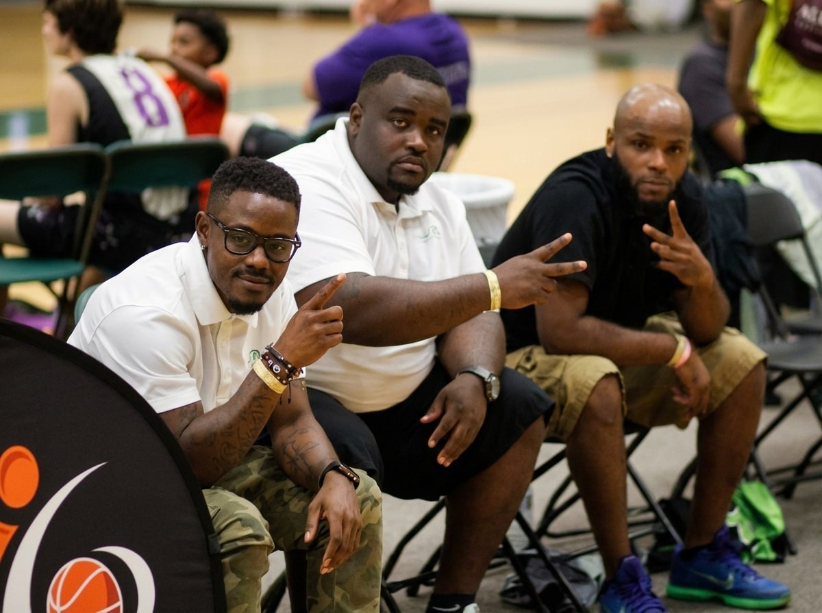 Courtside coaching moment during a Super6 game