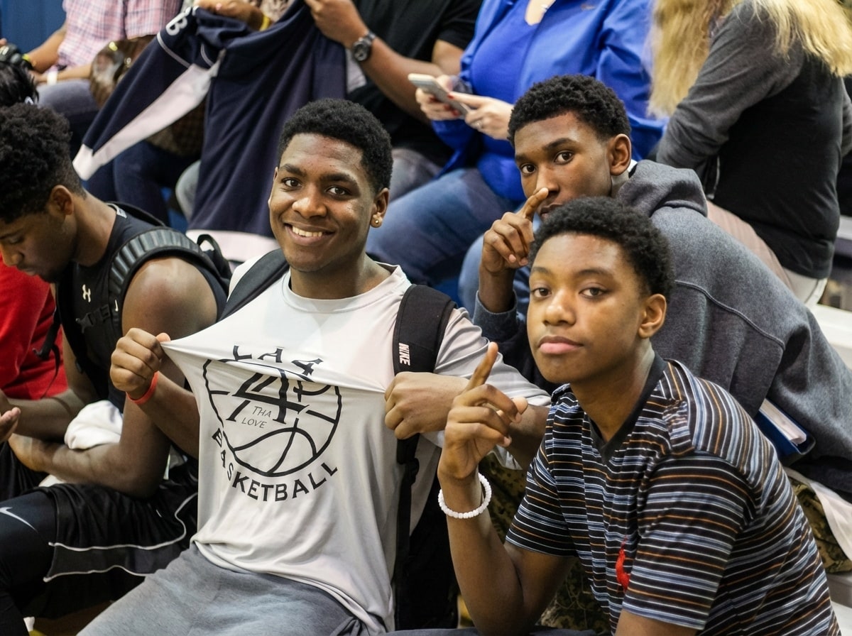 Young spectators watching the action